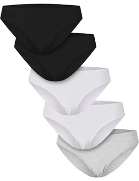 Wäsche-Set - Ladies Basic Cotton Slip 5-Pack - S bis XL - für Damen - Größe XL - schwarz/weiß/grau meliert - Frauen - female - Urban classics - FashionsVida
