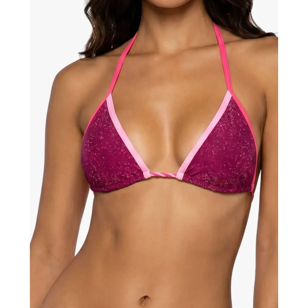 Top de bikini triángulo rodeo de lurex - Quelton - FashionsVida