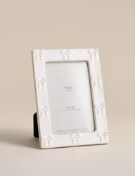 Ceramic Bow Photo Frame 4x6 inch White