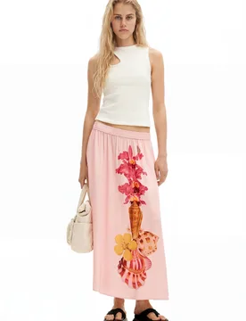 Jupe midi M.Christian Lacroix RED S female - Desigual - FashionsVida
