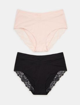 Slip hipster con vita alta 2 pezzi - rosa pastello