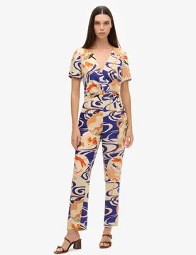 Superdry Damen Blau Vintage Jumpsuit aus Webstoff Bedruckt, Größe: 42 - Größe: 42 - 129.99 - FashionsVida