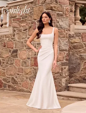 Simple Pleat Square Collar Mermaid Wedding Dresses Spaghetti Straps Open Back Buttons Bridal Gown Vestidos De Novia Customized - Aliexpress - FashionsVida