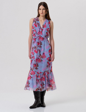 Abito a fantasia floreale donna lightblue-cherry