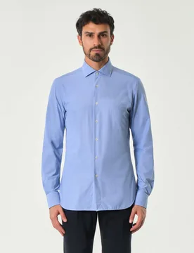 Camicia celeste in tessuto tecnico active tailor fit - Xacus - FashionsVida