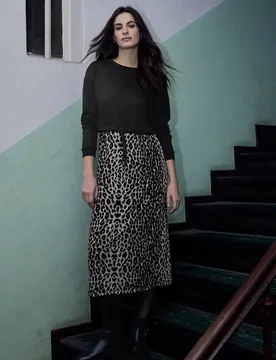 Street One Midi-Kleid mit Leo-Rock female Schwarz