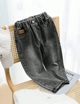 Pantalones vaqueros sueltos de color azul claro para niños, nueva llegada de primavera/verano de Denimly. Diseño de cintura elástica para mayor com - Shein - FashionsVida