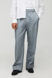 Herren Weite Hose mit Falten vorne und Umschlag am Saum Light Grey Größe 30
