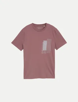 Basic T-Shirt mit Logo Print Rosa M - Tom Tailor Denim - FashionsVida
