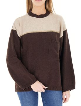 Maglione misto cashmere MARRONE UNI