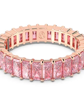 Anello Matrix, Taglio baguette, Rosa, Finitura oro rosa 18K 55 - Swarovski - FashionsVida