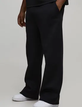 Men's Plus Relaxed Fit Scuba Marl Trousers Black Size 5X-Large Black 5XL - boohooMAN - FashionsVida