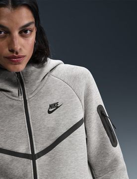Tech Fleece Damen Kapuzenpullover - Grau - Größe S - Baumwoll-Jersey Grey S