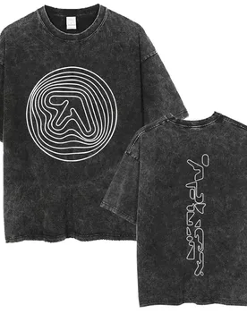 Washed Vintage Aphex Twin Graphic T Shirt Men Women Korean Fashion Trend Short Sleeve T-shirt Men's Casual Cotton Retro T-shirts - Aliexpress - FashionsVida