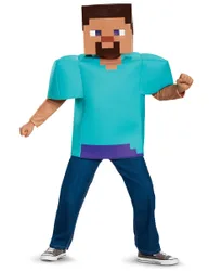 Steve Minecraft-Kostüm für Kinder Faschingskostüm türkis