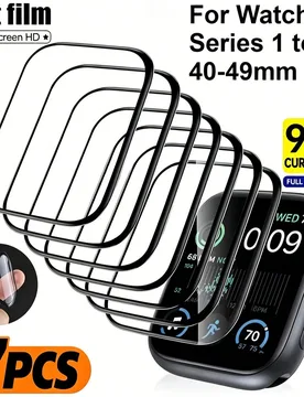 Set de 7 piezas de película protectora de cerámica compatible con Apple Watch Series 10/11/9/8/7/6/SE/5 (45mm/41mm/42mm/44mm/40mm/38mm/46mm), tambi? - Shein - FashionsVida
