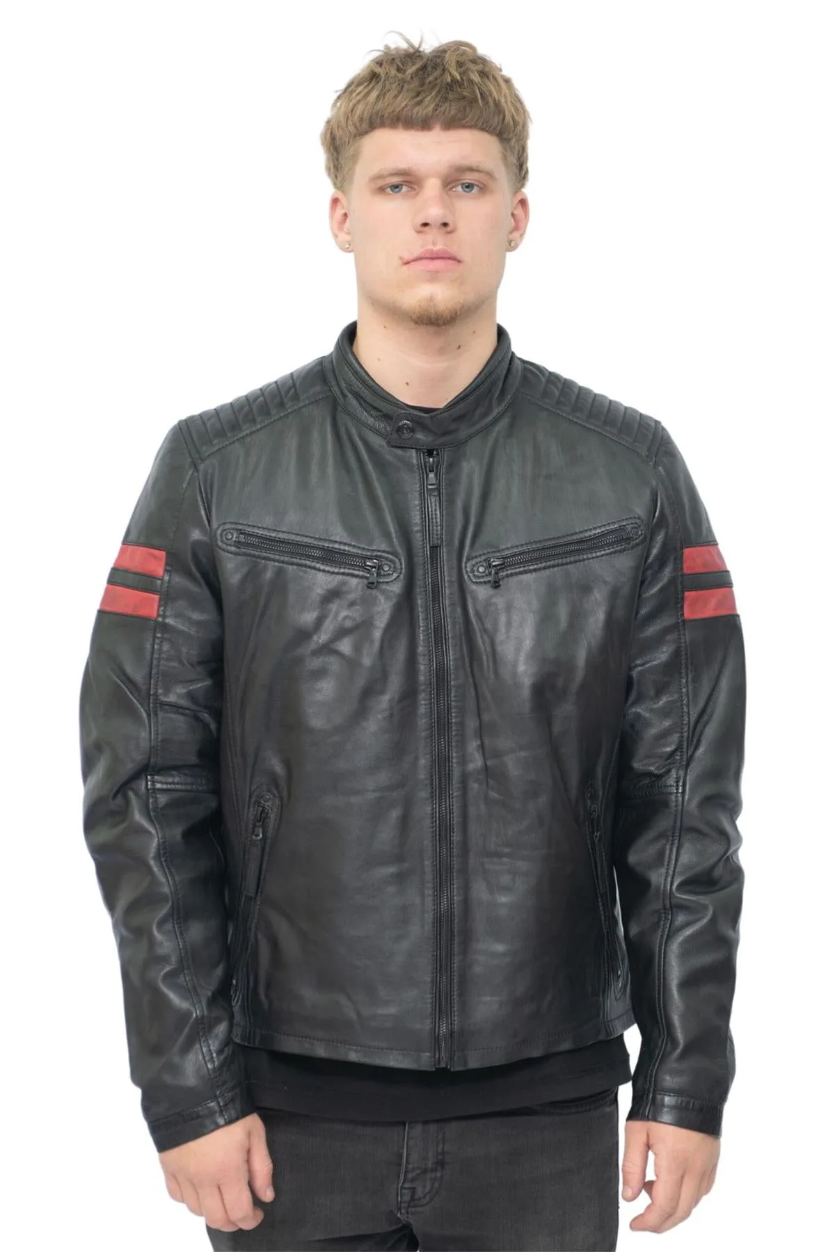 Mens Black Retro Bomber Jacket - Rome - Size 5xl - Infinity Leather - FashionsVida