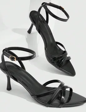 Zapatos de mujer de moda clásica y sencilla, sandalias de tacón alto sexy con correa cruzada, combinación perfecta para banquetes, fiestas, bailes, - Shein - FashionsVida