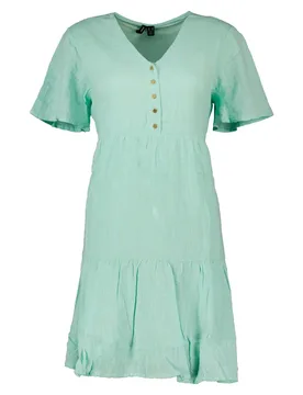 Vestito Corto A Maniche Corte Satina Brook Green S - Vero moda - FashionsVida