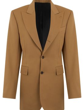 Elegant Double-Breasted Jacket with Diagonal Pattern - Female
