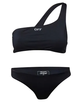 Womens/ladies Two-Piece Swimsuit (Black/white) - Size 6 Uk - OFF-WHITE - FashionsVida