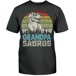 Vintage Grandpa Saurus T-Rex Dinosaur Grandfather Gift T-Shirt. Summer Cotton O-Neck Short Sleeve Mens T Shirt New S-3XL