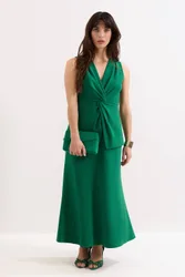 Nisha Twist Front Maxi Dress - Emerald - Size: 16