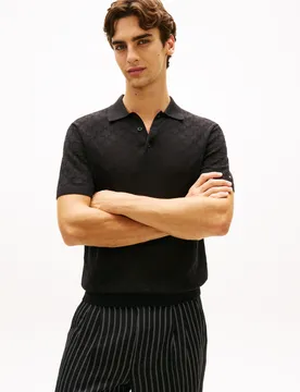 S POINTELLE PATTERN POLO male