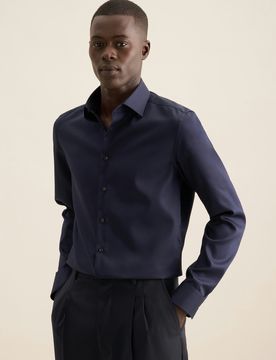 Slim Business Hemd Uni Blau 43