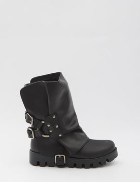 Rubber and Calfskin Ankle Boots for Women