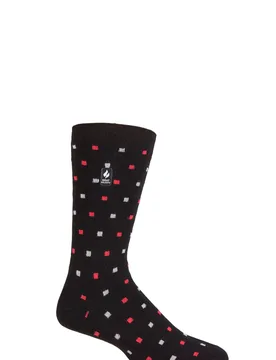 Mens 1 Pair SOCKSHOP 1.0 TOG Ultralite Striped, Argyle and Patterned Socks Zadar Micro Square Black 6-11 Mens - Black - Size: 6-11 Mens - Heat Holders - FashionsVida