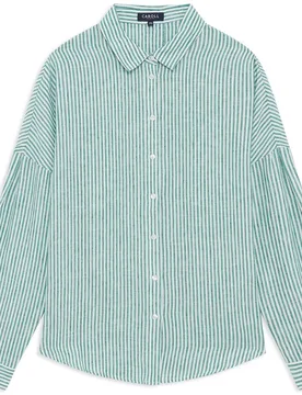 Camisa de mujer de mujer con estampado de rayas en lino 100% - Caroll - FashionsVida