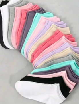 Pares de calcetines cortos de mujer de colores aleatorios, adecuados para todas las estaciones, casuales y de moda, versátiles y prácticos - Shein - FashionsVida