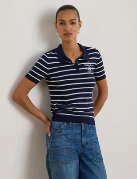 Jersey de mujer tipo polo de manga corta - Lauren Ralph Lauren - FashionsVida