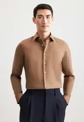 Slim Business Hemd Uni Braun 44