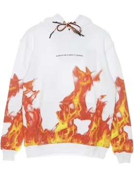 Felpa Leggera Cappuccio Uomo Flames White - IHS - FashionsVida