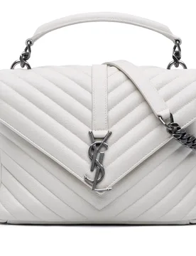 Medium Chevron Sheepskin Monogram College Satchel - Saint Laurent - FashionsVida
