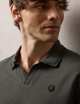 Street One Kurzarm Poloshirt mit Struktur male Grau - Street One MEN - FashionsVida