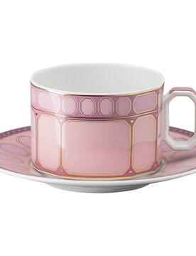 Tazza da tè con piattino Signum, Porcellana, Rosa OS