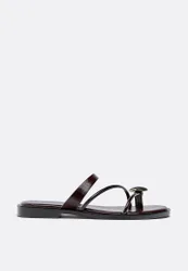 Flache Sandalen mit Steindetail BRAUN 37