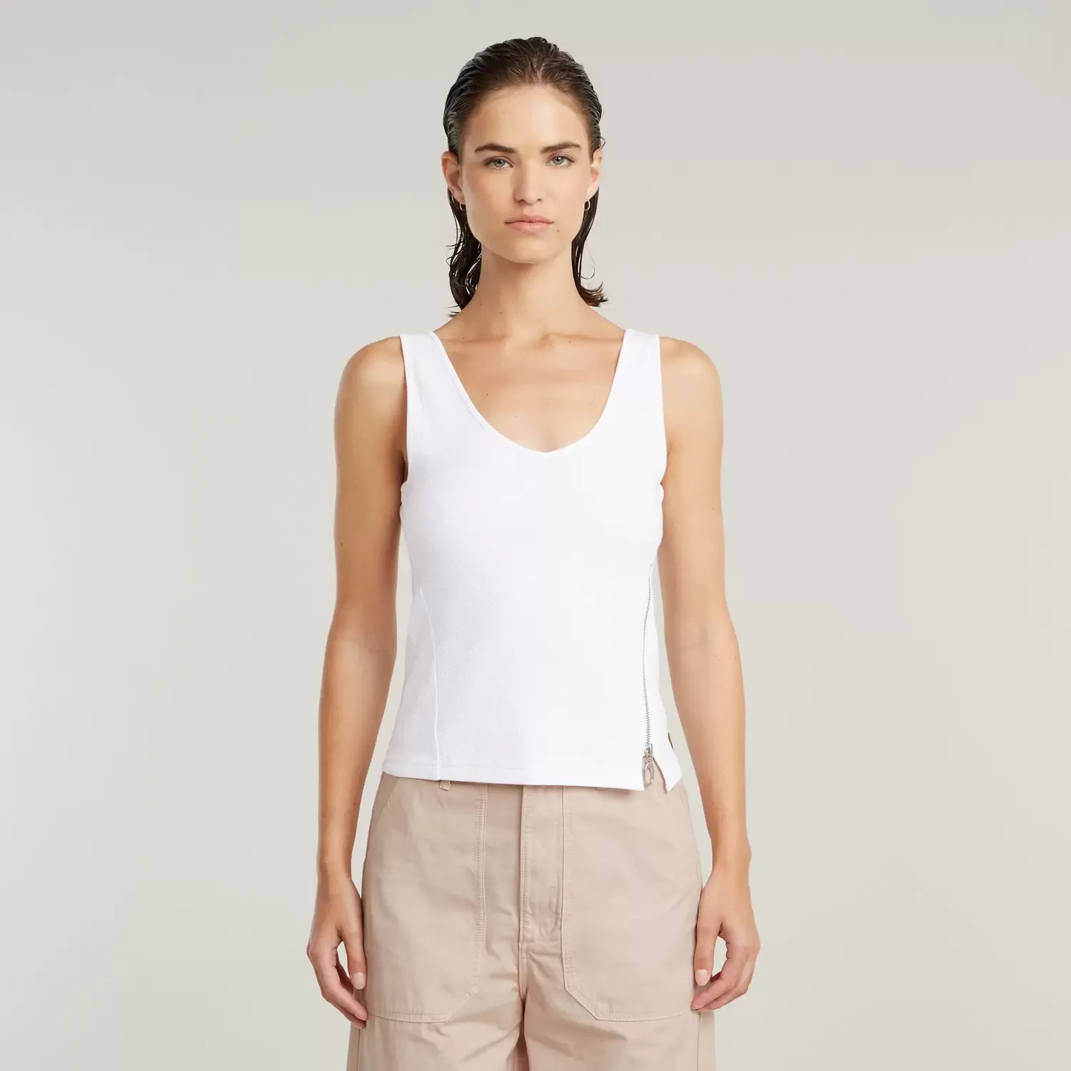 Asymmetrical zip slim tank top female - XL - FashionsVida