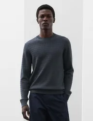 Performance Checked Textured Knitted Jumper Nightshade male