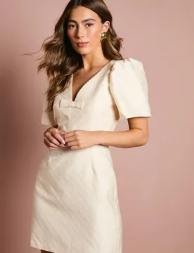 Women's Jacquard Bow Mini Dress in Ivory Size: 16 - Ivory - Size: 16 - Coast - FashionsVida