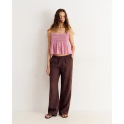 Top de mujer de tirantes con smock y volantes