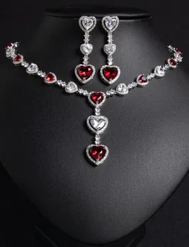 New Sweetheart Love Romantic Daily Jewellery Necklace Earrings Sparkling Dress 2 Pcs Banquet Party Gift Focus Bridal M-446 - Aliexpress - FashionsVida