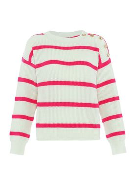 Faina Jersey rosa / blanco lana