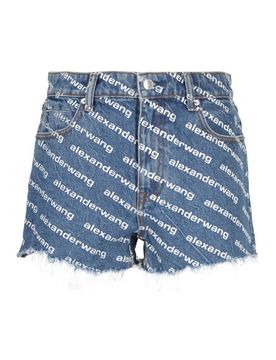 Shorts in denim con logo