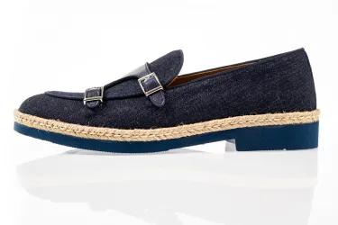 Doppia Fibia Tessuto+pelle M20 TESS+NAPPA BLU