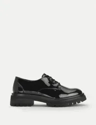 Kids' Patent Leather Lace Up School Shoes (3 1/2 Large - 7 Large) Black Female