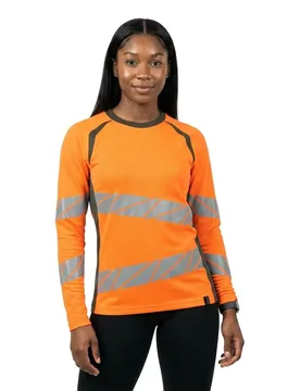 T-shirt à Manches Longues Accelerate Safe 19091 Hi-Vis Orange / Moss Green 2XL - MASCOT - FashionsVida